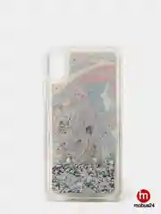 Серебряный чехол с блестками для iPhone X, XS
