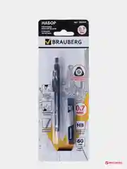 Набор BRAUBERG: механический карандаш, трёхгранный синий корпус + грифели HB, 12 штук