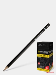 Карандаш чернографитный BRAUBERG, 5 шт., "Touch line", В, без резинки, заточенный