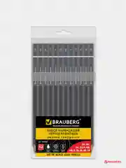 Карандаши чернографитные BRAUBERG НАБОР 12 шт., "Touch line", 5H-5B, без резинки, 180652