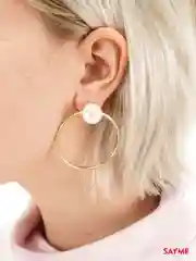 Серьги кольца с жемчужиной,сережки Fillidos