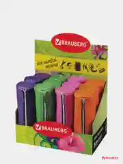 Зеленый пенал-косметичка BRAUBERG под фактурную кожу, ассорти 4 цвета, "Экзотика", 20х6х6 см, дисплей, 224041