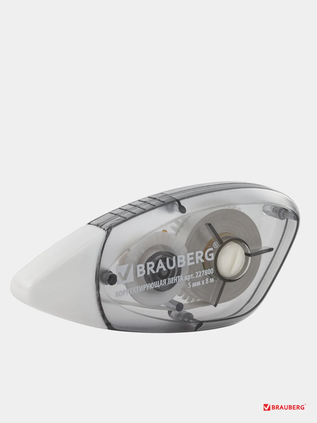 Корректирующая лента BRAUBERG BLACK&WHITE 5 мм х 8 м, корпус черный тонированный, механизм перемотки, 227800