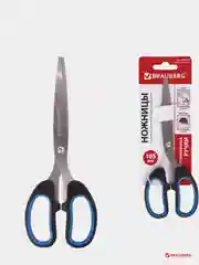 Ножницы BRAUBERG "Classic+", 185 мм, классической формы, резиновые вставки, черно-синие