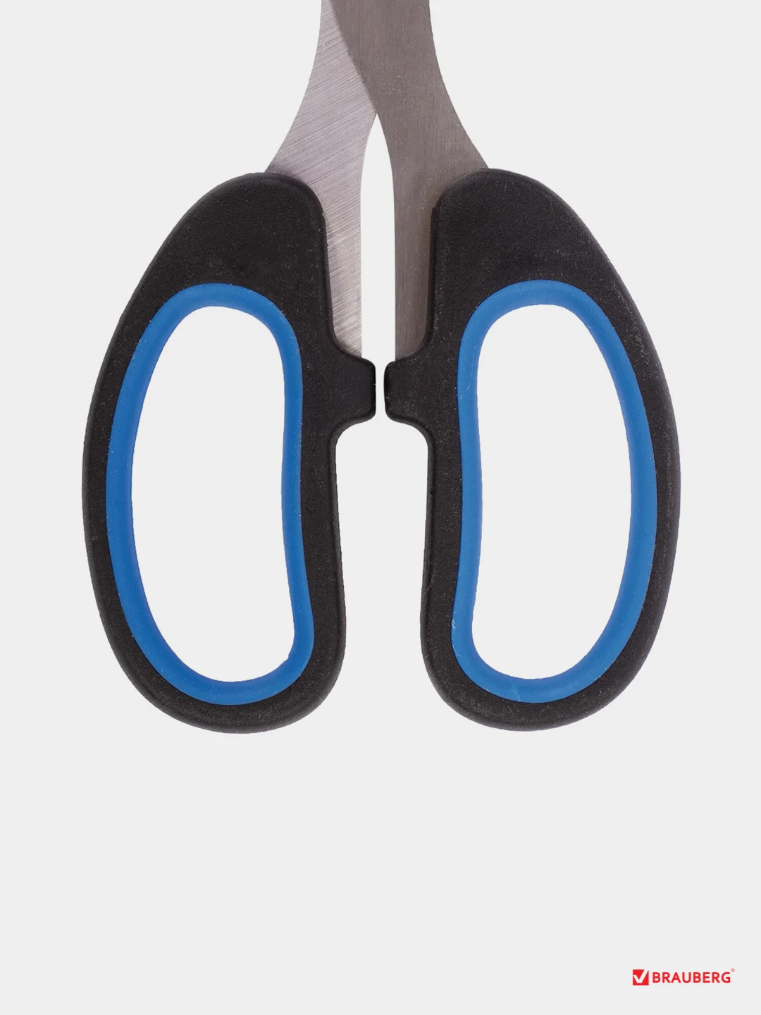 Ножницы BRAUBERG "Classic+", 185 мм, классической формы, резиновые вставки, черно-синие
