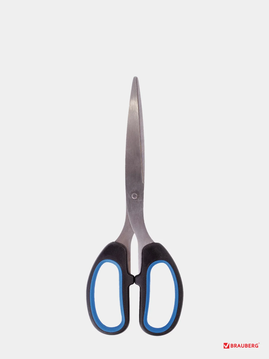 Ножницы BRAUBERG "Classic+", 185 мм, классической формы, резиновые вставки, черно-синие