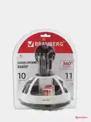 Канцелярский набор BRAUBERG "Микс", 10 предметов, вращающаяся конструкция, черно-белый, блистер, 236954