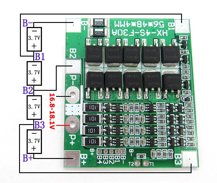 BMS 3S / 4S Балансировочная микро схема контроллер заряда на 3 / 4 аккумулятора 18650
