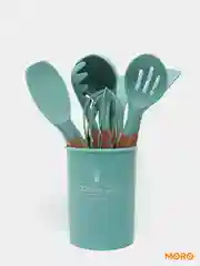 Кухонный набор из бамбука и силикона с подставкой