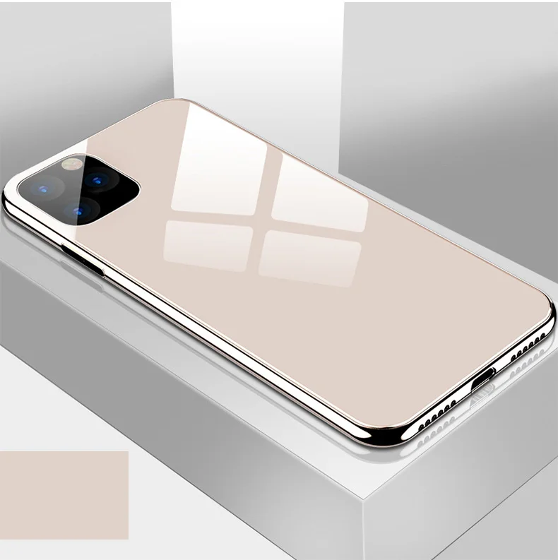 Бежевый стеклянный чехол для iPhone XR X 7 8 Plus XSMax XS 7 6S 6 Plus с гальваническим покрытием