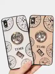 Чехол "Time" со стразами и подставкой для iPhone XR X 7 8 Plus XSMax XS 7 6S 6 Plus