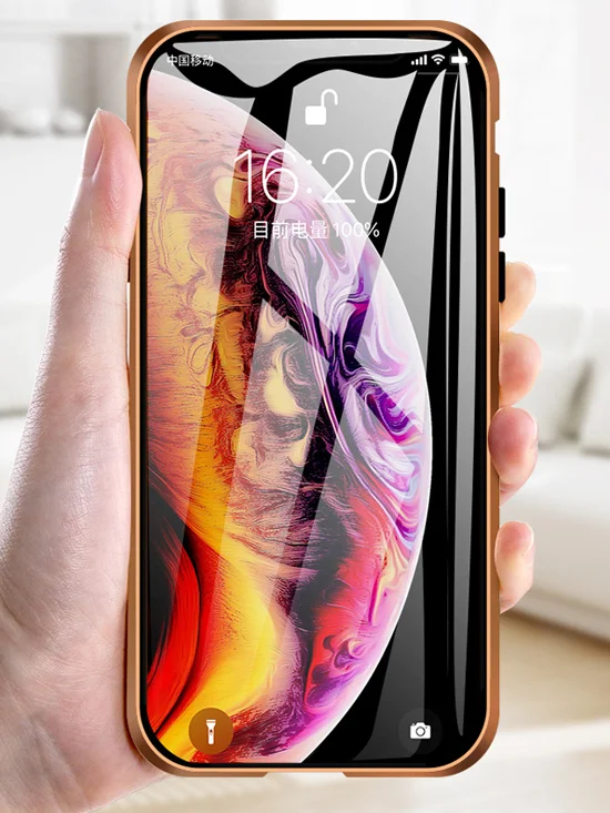 Черный магнитный металический чехол для iPhone 11 XR X XSMax XS Pro