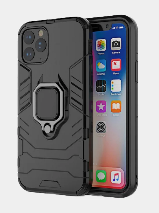 Черный чехол ArmaRing с кольцом для iPhone XR X 7 8 Plus XSMax XS 7 6S 6 Plus