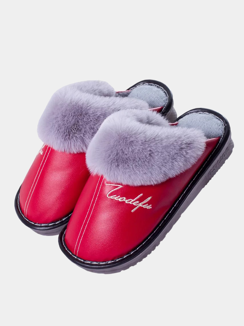 Тапочки кожаные с мехом, женские купить по цене 649 ₽ в интернет-магазине  KazanExpress