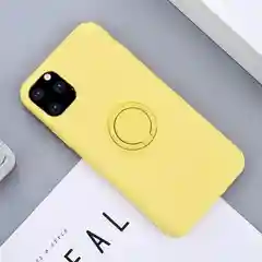 Желтый силиконовый чехол с магнитным кольцом попсокет для Apple iPhone айфон xs xr 11 pro max