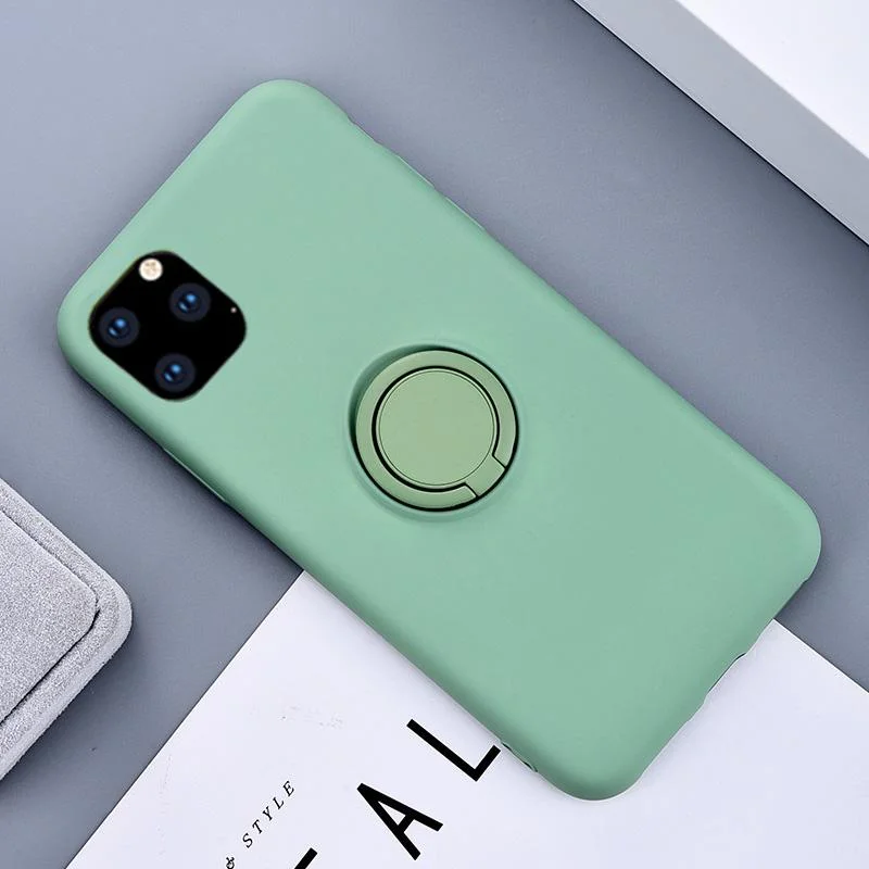 Зеленый силиконовый чехол с магнитным кольцом попсокет для Apple iPhone айфон xs xr 11 pro max