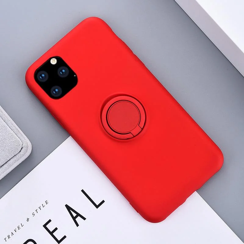 Красный силиконовый чехол с магнитным кольцом попсокет для Apple iPhone айфон xs xr 11 pro max
