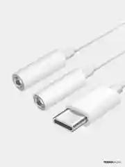 Кабель - переходник с type-c на 2*3,5 мм (f)