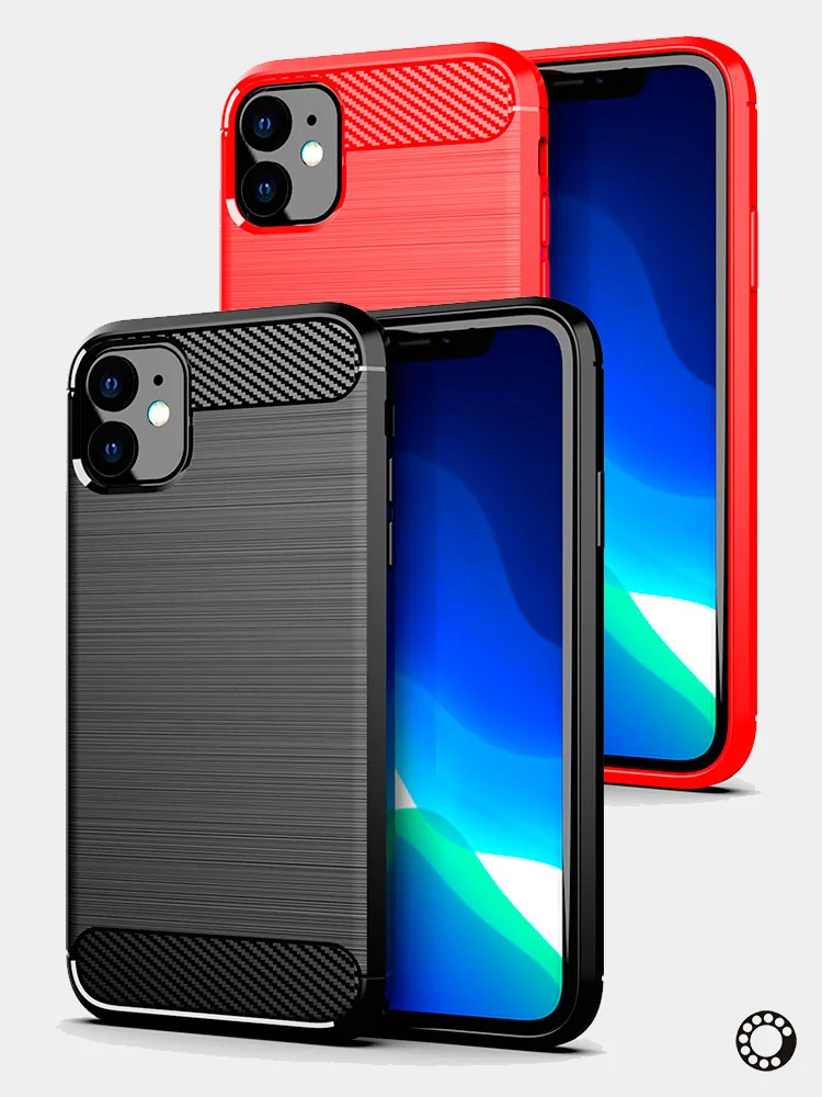 Красный чехол iPhone 11 Pro Max, 11 Pro, 11 имитация вставок под карбон