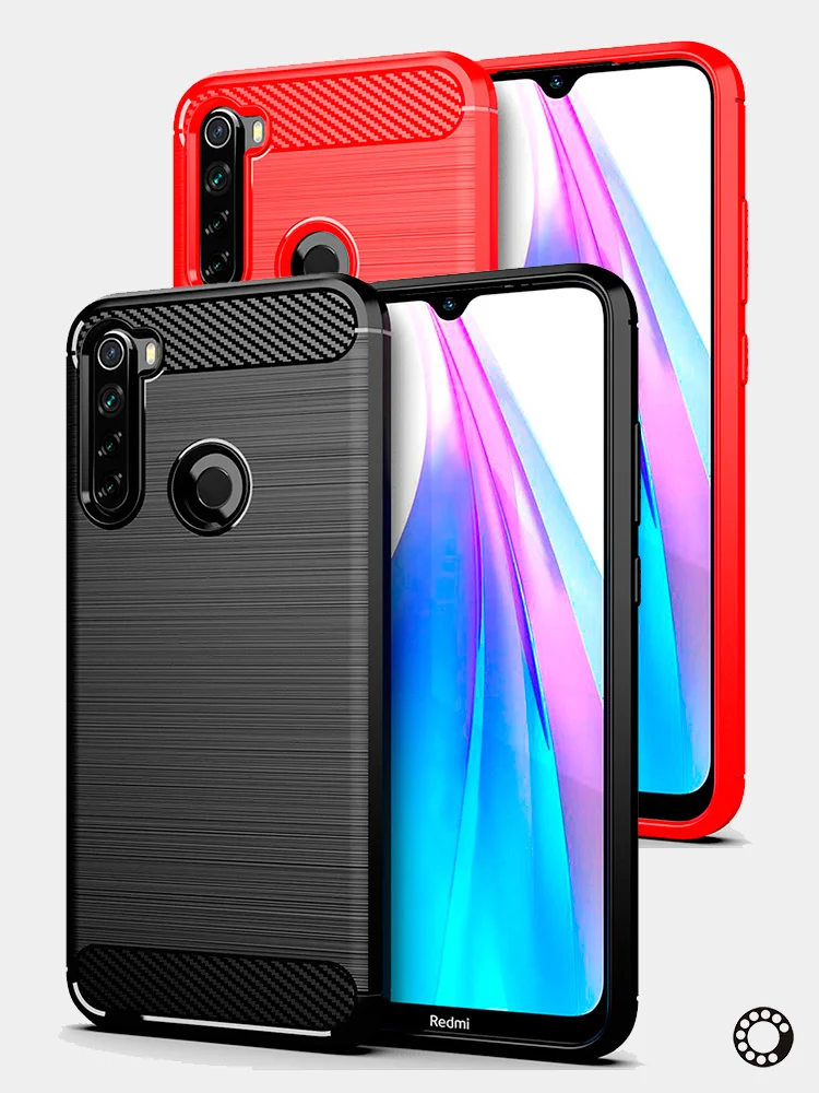 Красный чехол Xiaomi Redmi Note 8T имитация вставок под карбон