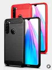 Красный чехол Xiaomi Redmi Note 8T имитация вставок под карбон