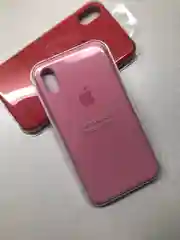 Розовый защитный силиконовый чехол для iPhone XR с яблоком