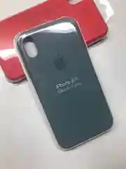 Индиго защитный силиконовый чехол для iPhone XR с яблоком