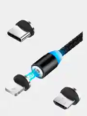 Серебряный магнитный кабель без разъема 3А, разъёмы MicroUSB, Type-C, Lightning для Андроид, iPhone