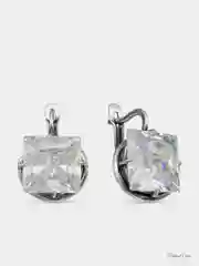Серебряный серьги с крупными квадратными фианитами