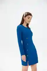 Платье с декором из пуговиц