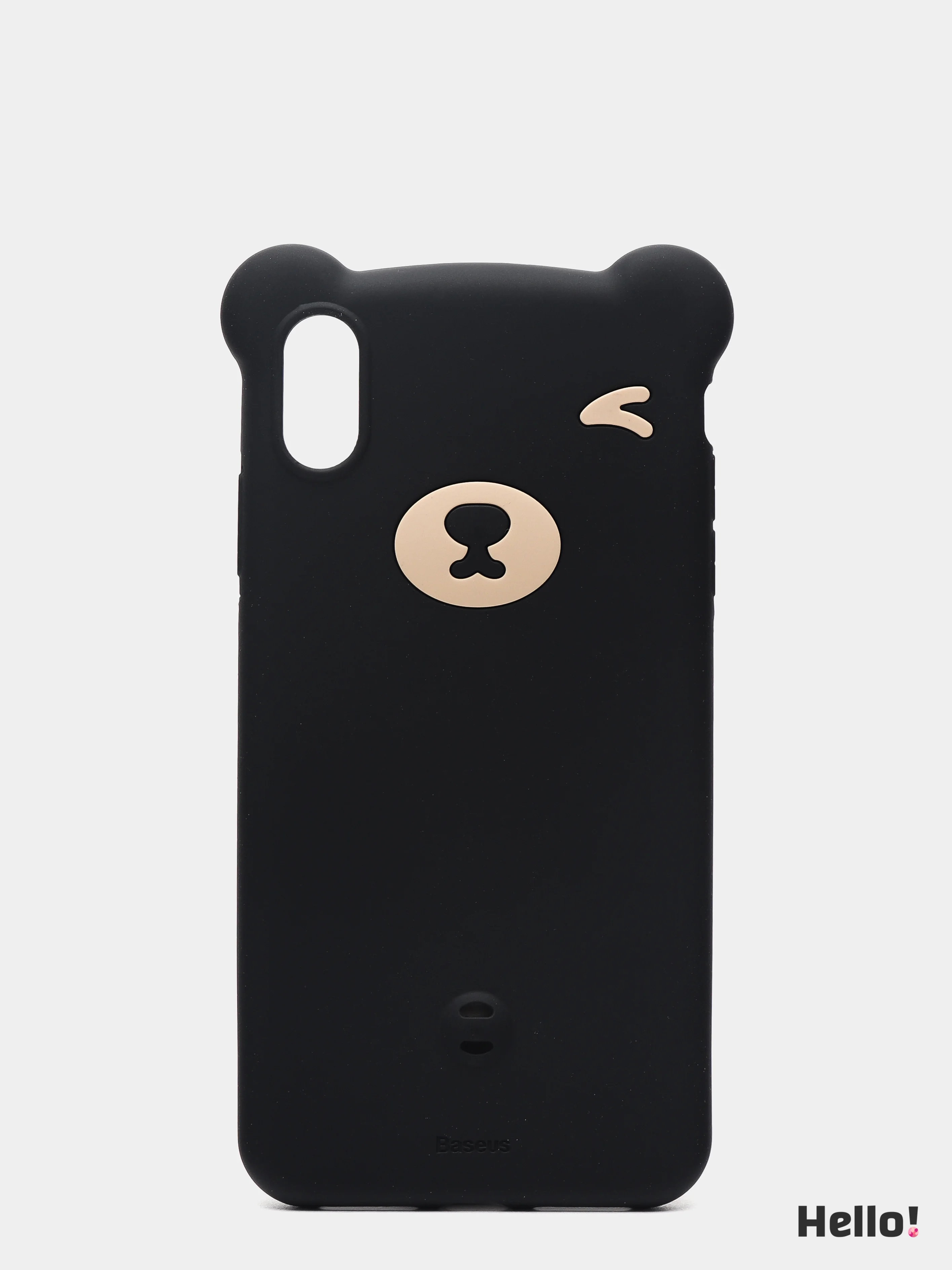 Коричневый чехол Baseus Bear Silicone Case Apple iPhone X, XS, XS Max с ремешком