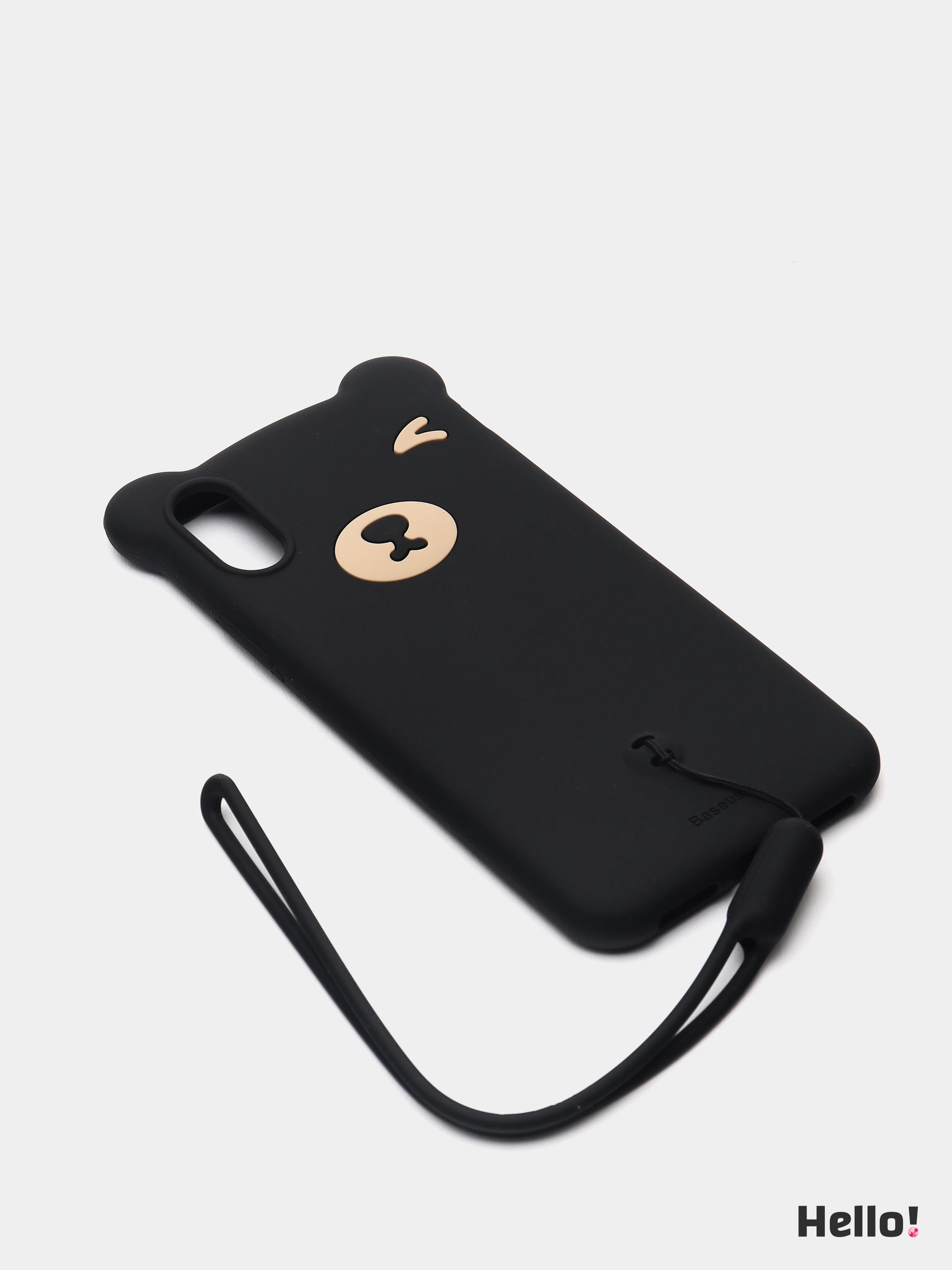Коричневый чехол Baseus Bear Silicone Case Apple iPhone X, XS, XS Max с ремешком