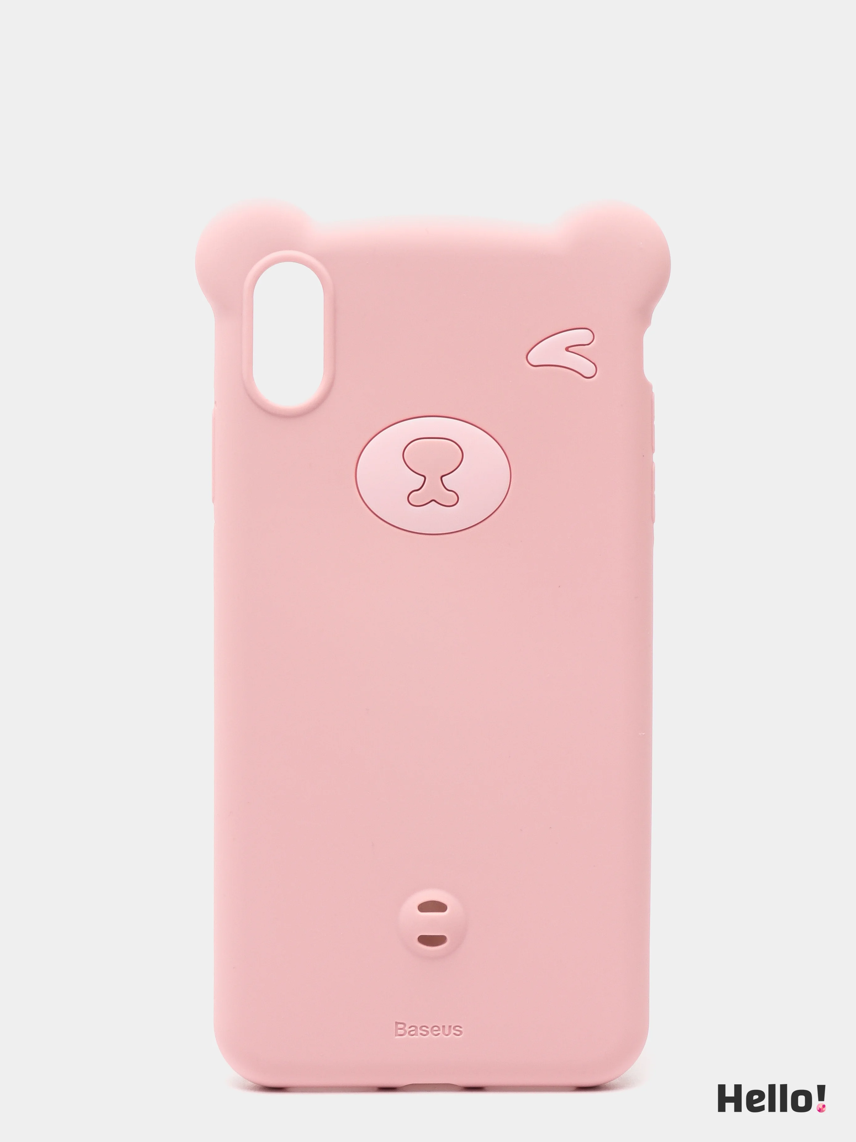 Коричневый чехол Baseus Bear Silicone Case Apple iPhone X, XS, XS Max с ремешком
