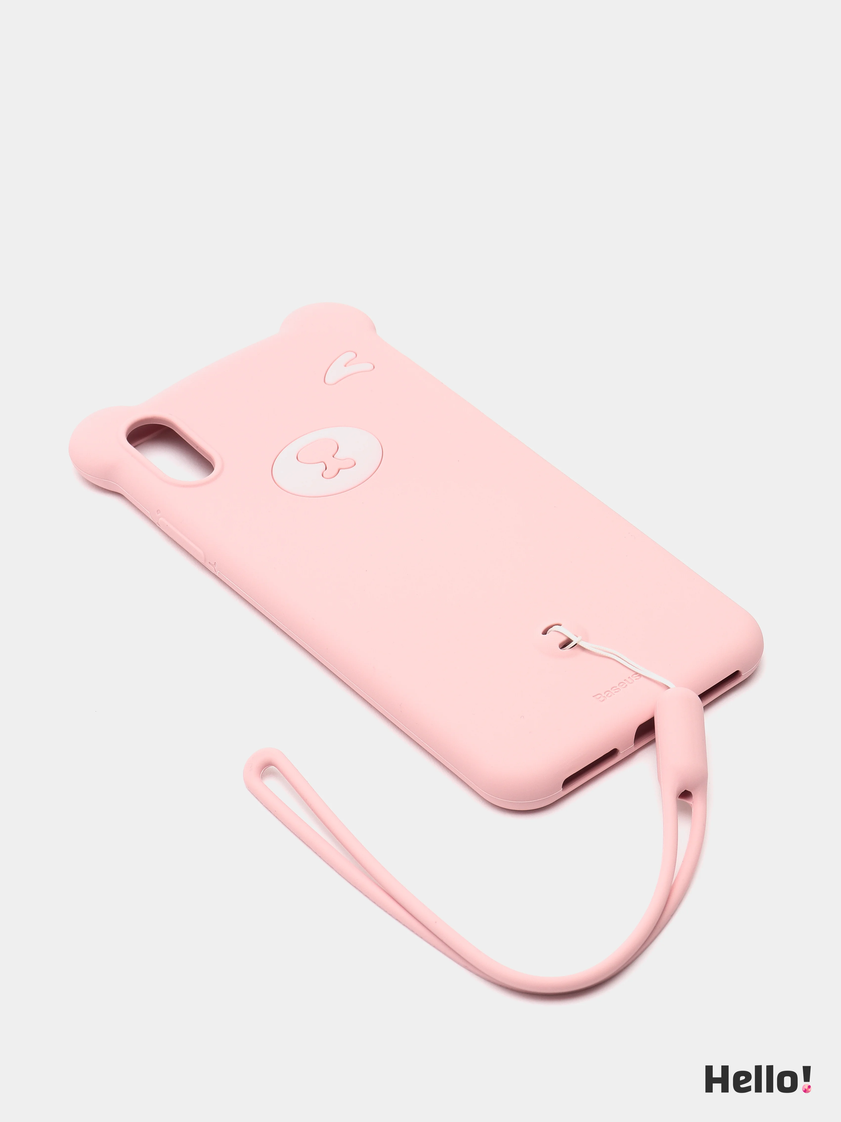 Коричневый чехол Baseus Bear Silicone Case Apple iPhone X, XS, XS Max с ремешком