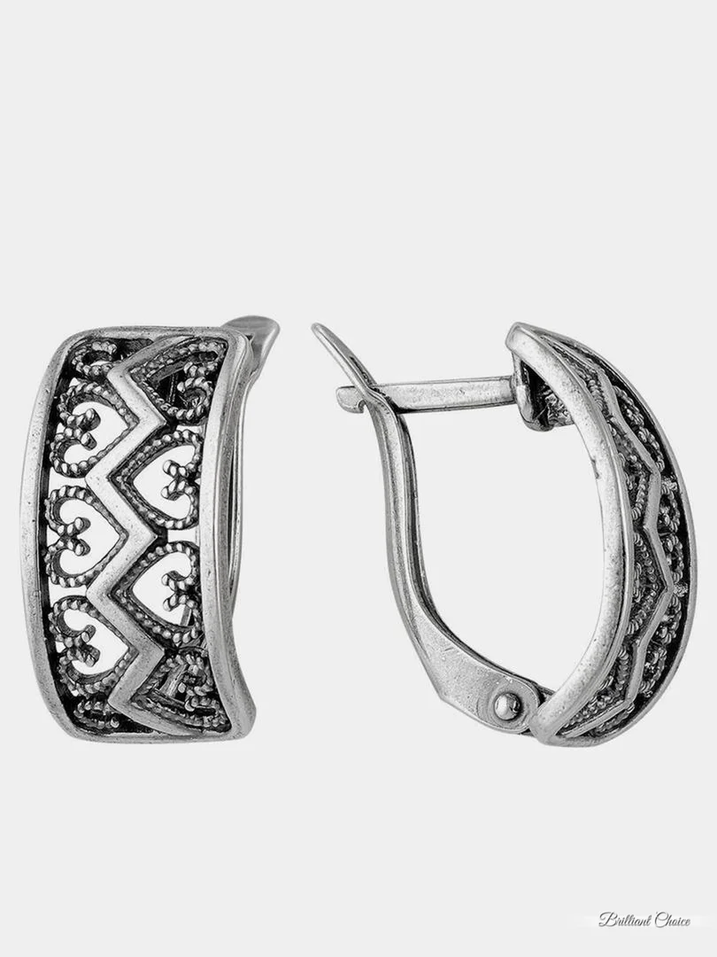 Серьги ажурные, серебрение и золочение