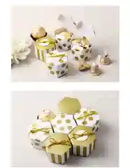 Белый мини шестигранная подарочная коробка, 3 шт