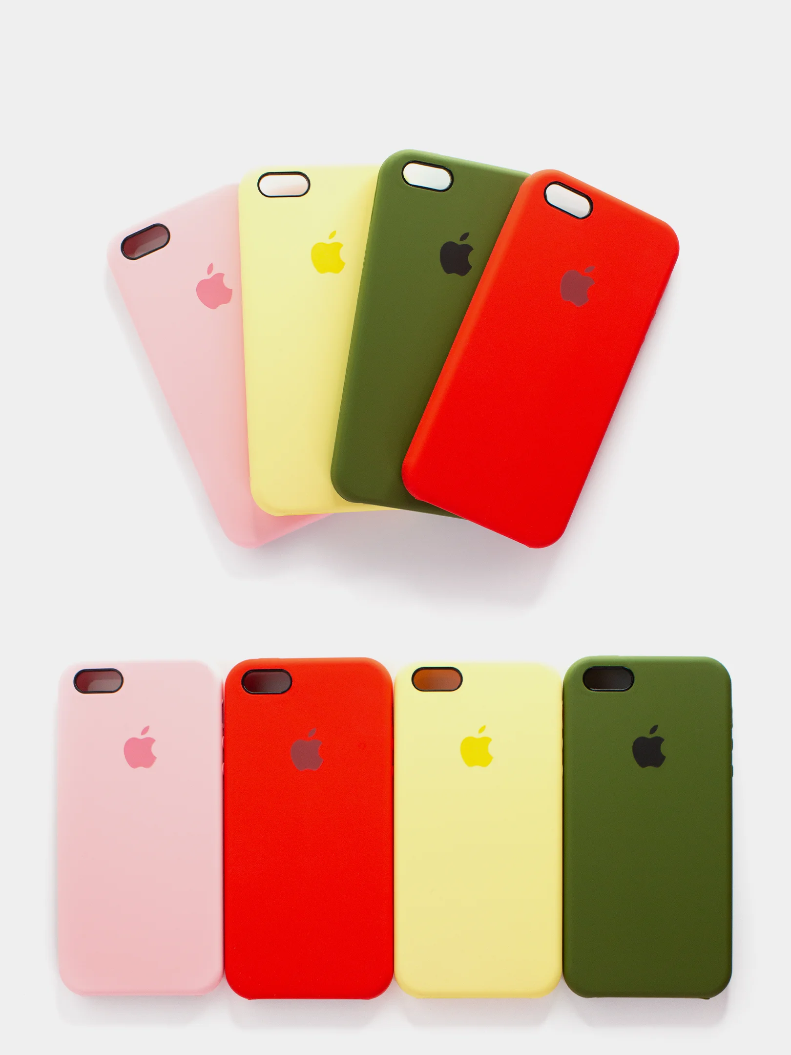 Розовый силиконовый чехол на iPhone все модели.