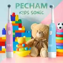 Детская электрическая зубная щетка PECHAM Kids Sonic Pink 5+, 2 насадки, 2 батарейки АА