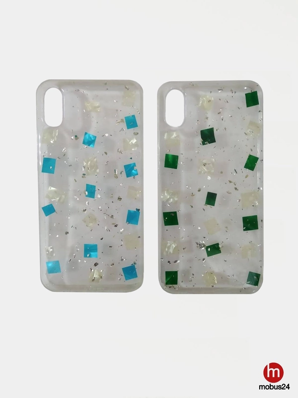 Силиконовый чехол с блестками iPhone X, XS