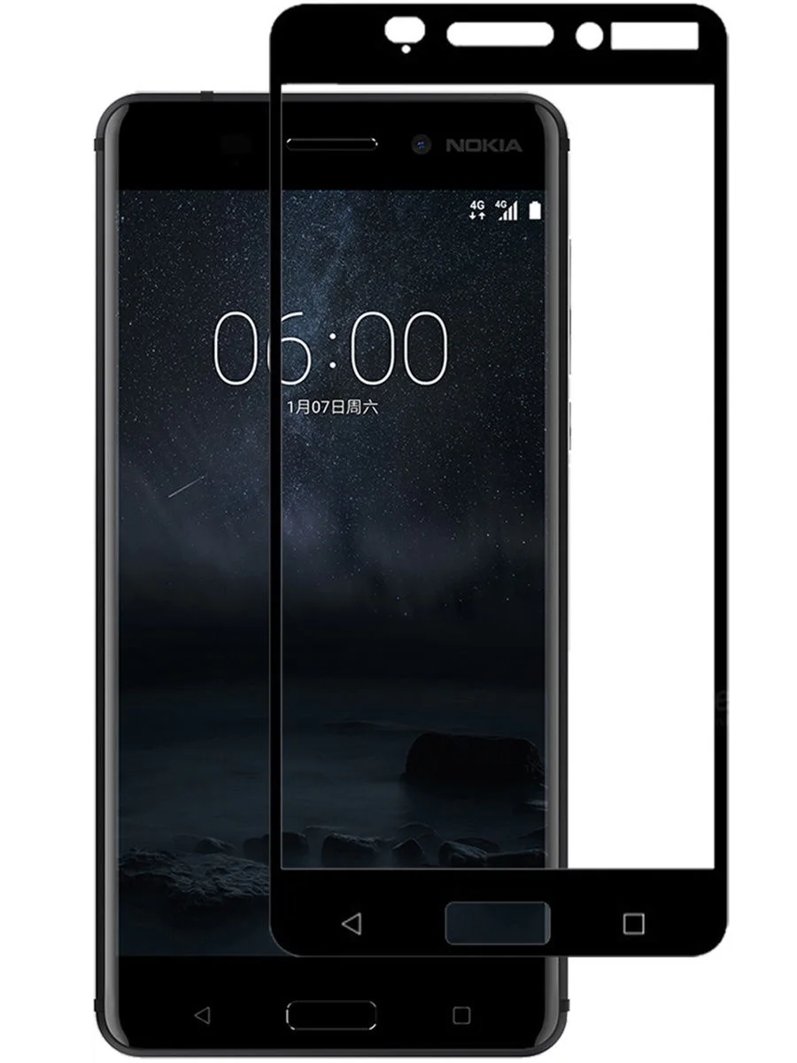 Черный защитное стекло Nokia 6 (2017)