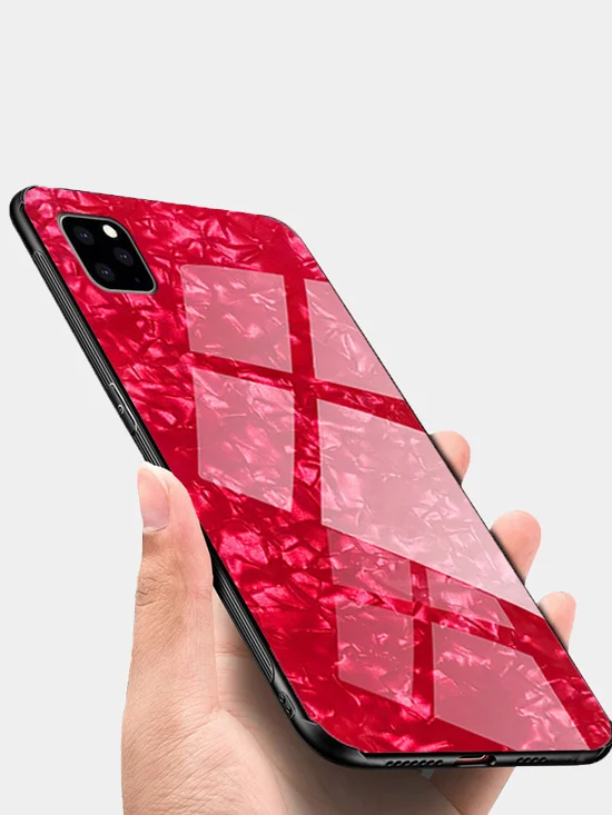 Красный чехол мраморное стекло для iPhone XR X 7 8 Plus XSMax XS 7 6S 6 Plus 11 Pro с рисунком