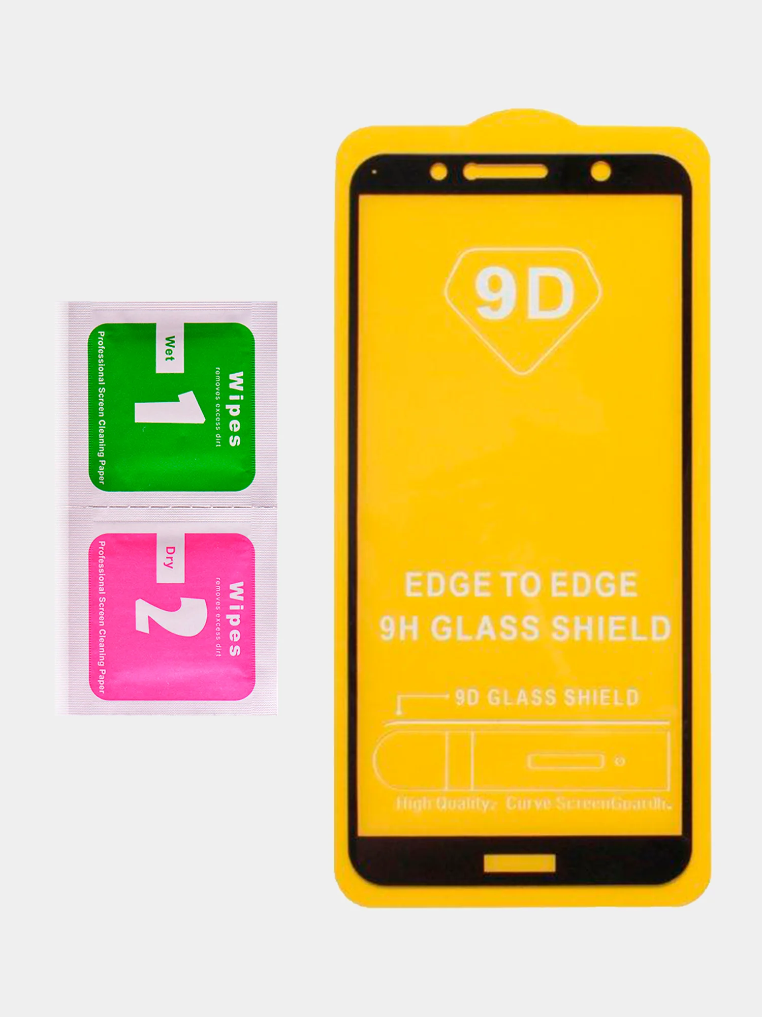 Черный защитное стекло 9D для Huawei Y6 2018, полное покрытие