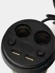 Разветвитель прикуривателя в подстаканник 2 гнезда, с 2 USB, индикатором зарядки, 12В/24В