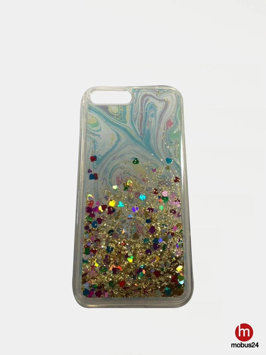 Бирюзовый чехол с блестками для iPhone X, XS