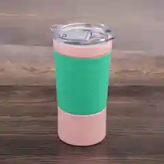 Термокружка 380ml. из нержавеющей стали с TPR вставкой 2046