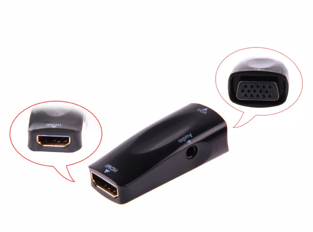 Белый адаптер HDMI (мама, папа) к VGA Аудио 3.5 мм