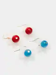 Красный серьги с акриловым цветком и камнем