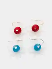 Красный серьги с акриловым цветком и камнем