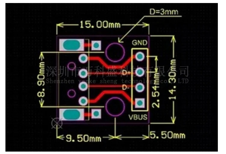 Плата переходник с USB ( папа ) на DIP 2.54 мм