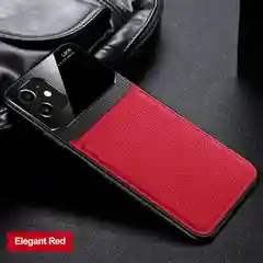 Красный чехол на айфон кожаный с глянцевым противоударным стеклом, для iPhone